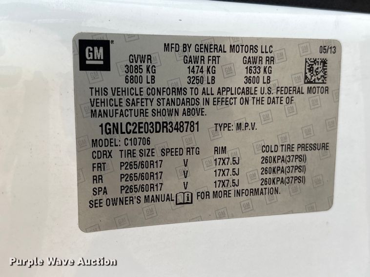 image for item EU0770 2013 Chevrolet Tahoe SUV