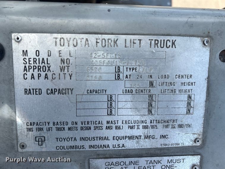 image for item EU0811 Toyota 42-5FG15 forklift