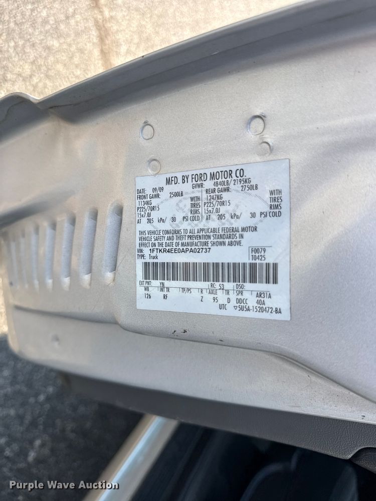 image for item EV6082 2010 Ford Ranger Ext. Cab pickup truck