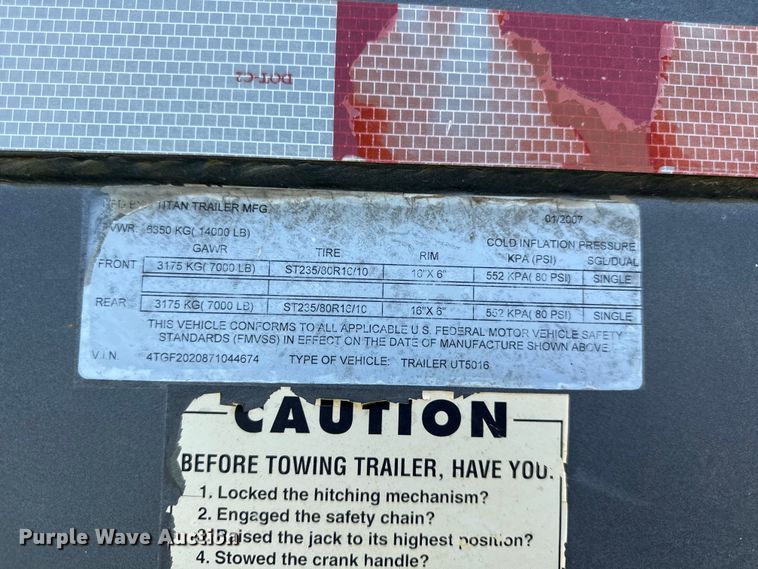 image for item EV6109 2007 Titan equipment trailer