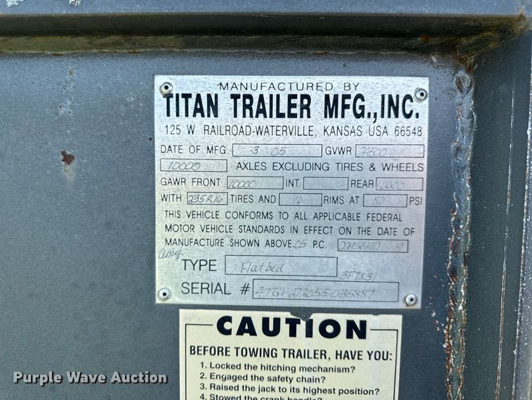 image for item EV6110 2005 Titan equipment trailer