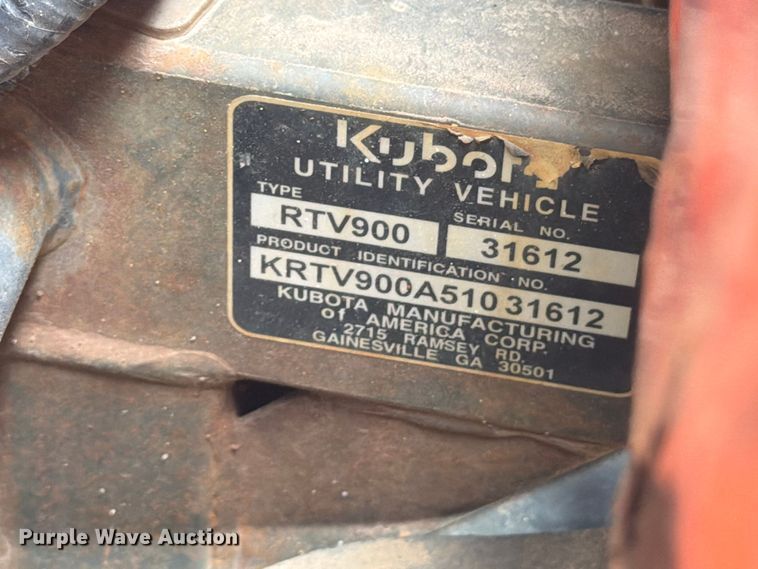 image for item EW2155 2010 Kubota RTV900 utility vehicle