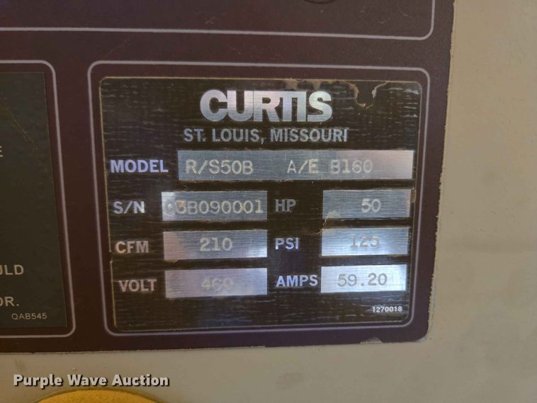 image for item EW8596 Curtis R/S50B A/EB160 air compressor