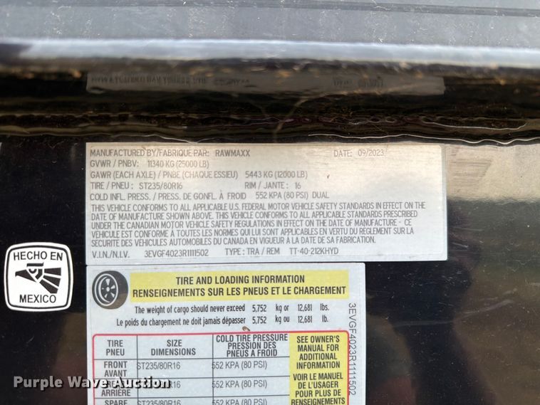 image for item EW8637 2024 Rawmaxx TT-40-212KHYD tilt deck equipment trailer