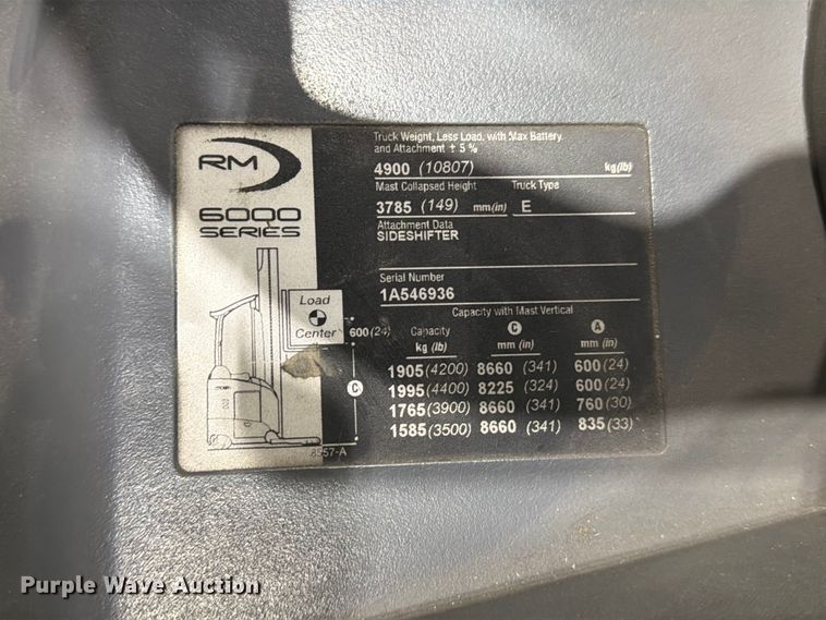 image for item EX0500 2019 Crown RM6025-45 reach truck