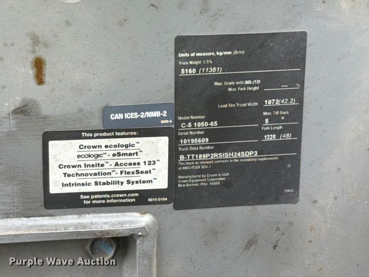 image for item EX4600 2020 Crown C51050-65 forklift