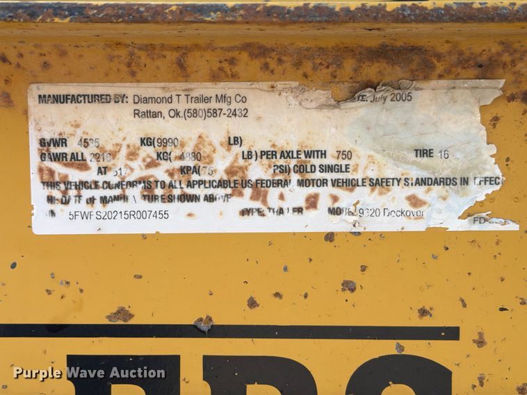 image for item FB5006 2005 Diamond T Trailer 9320 Dockover flatbed trailer