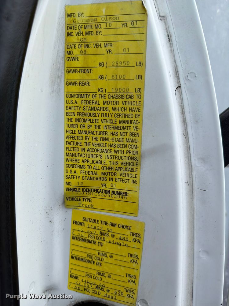 image for item FB5009 2002 Chevrolet C6500 box truck