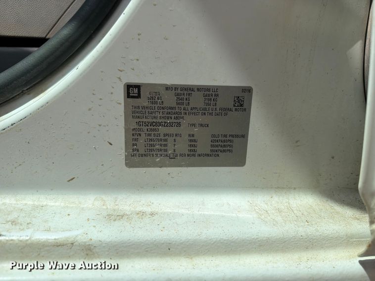 image for item FB5902 2016 GMC Sierra 3500HD Ext. Cab pickup truck