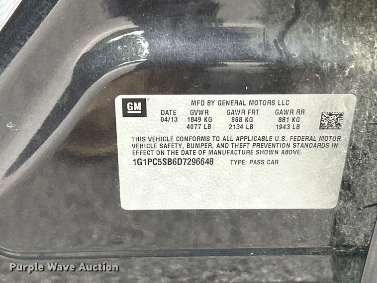 image for item FC2831 2013 Chevrolet Cruze LT 