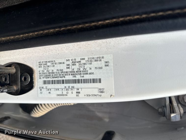 image for item FC4075 2022 Ford F150 Crew Cab pickup truck