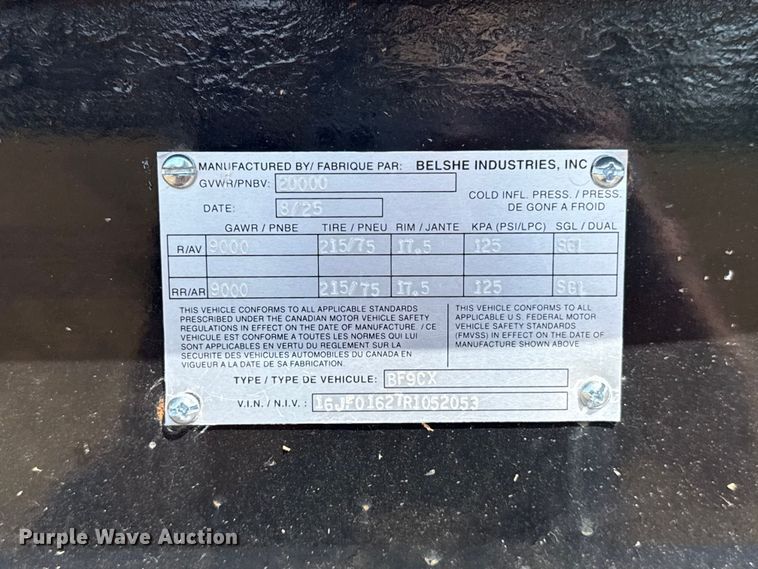 image for item FC4097 2024 Belshe BF9CX equipment trailer