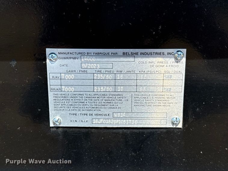 image for item FC4105 2023 Belshe WB16-2EPMAX equipment trailer