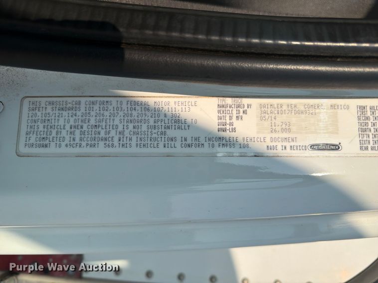 image for item FI0341 2015 Freightliner Business Class M2 box truck