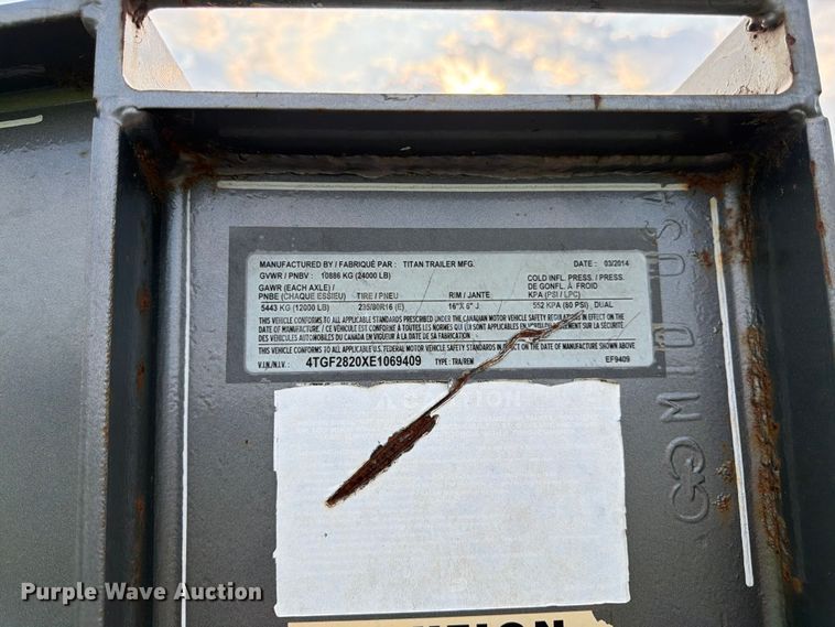 image for item FK3324 2014 Titan EF9409 equipment trailer