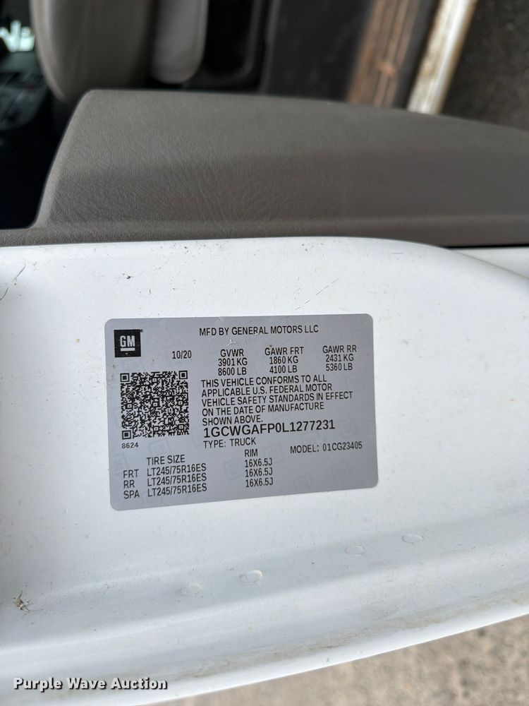 image for item FN2031 2020 Chevrolet Express 2500 utility van