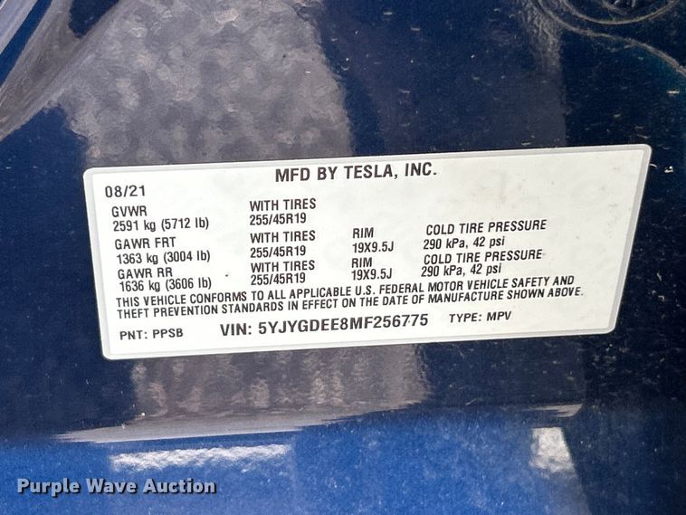 image for item FT6094 2021 Tesla Model Y SUV