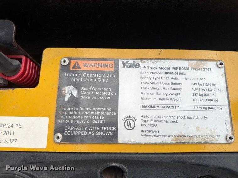 image for item FU4550 2011 Yale MPE060LFN24T2748 pallet jack