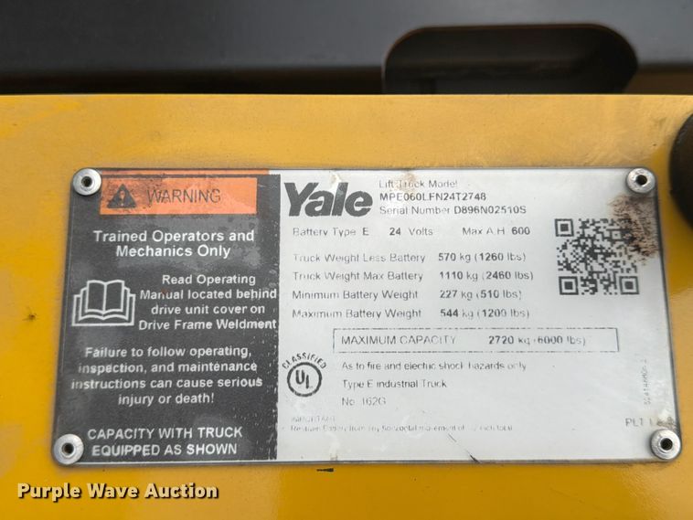 image for item FU4554 2018 Yale MPE060LFN24T2748 pallet jack