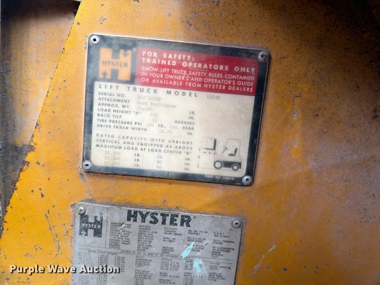 image for item FU4571 1993 Hyster H225E forklift