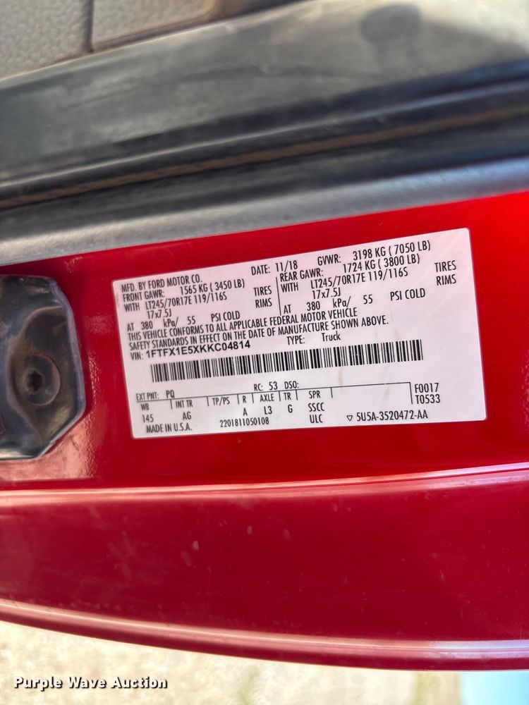 image for item JM9372 2019 Ford F150 Ext. Cab pickup truck