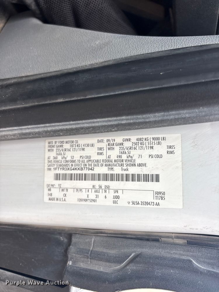 image for item JM9490 2019 Ford Transit van