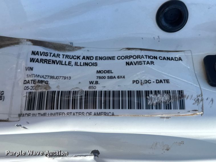 image for item NJ9032 2009 International WorkStar 7500 sewer jetter truck