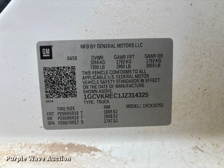 image for item NM9944 2018 Chevrolet Silverado LT Ext. Cab pickup truck