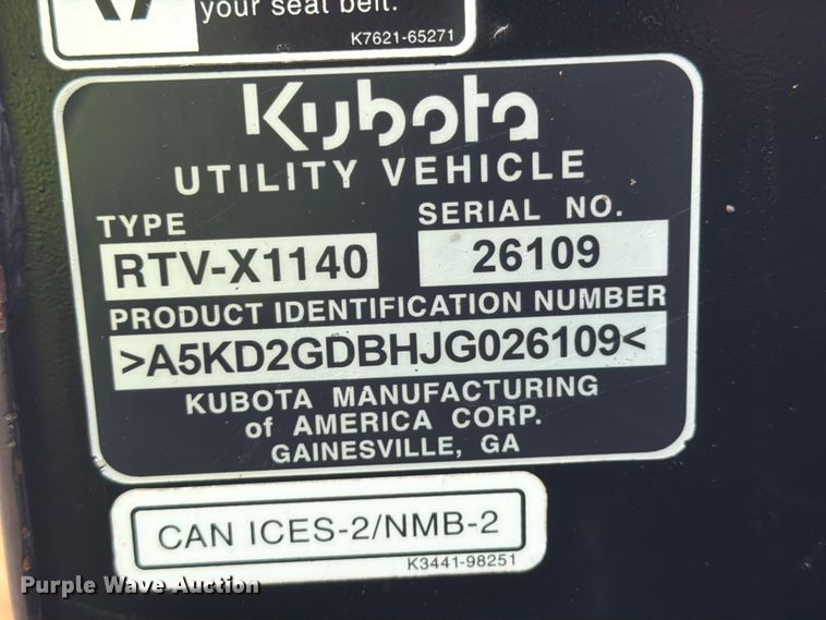 image for item YA4258 Kubota RTV-X1140 utility vehicle