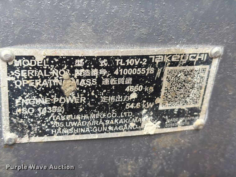 image for item YA4260 2022 Takeuchi TL10V2 tracked skid steer loader