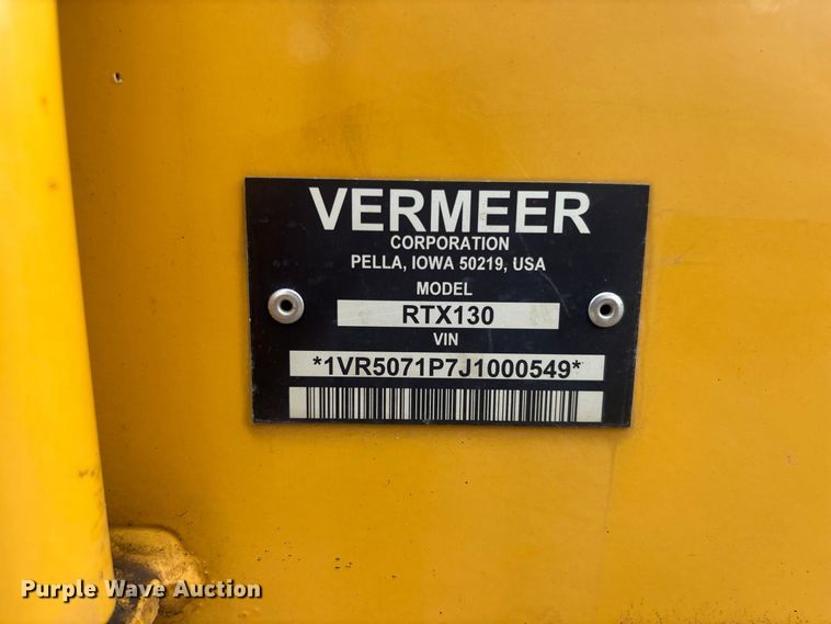 image for item DV7265 2018 Vermeer RTX130 trencher