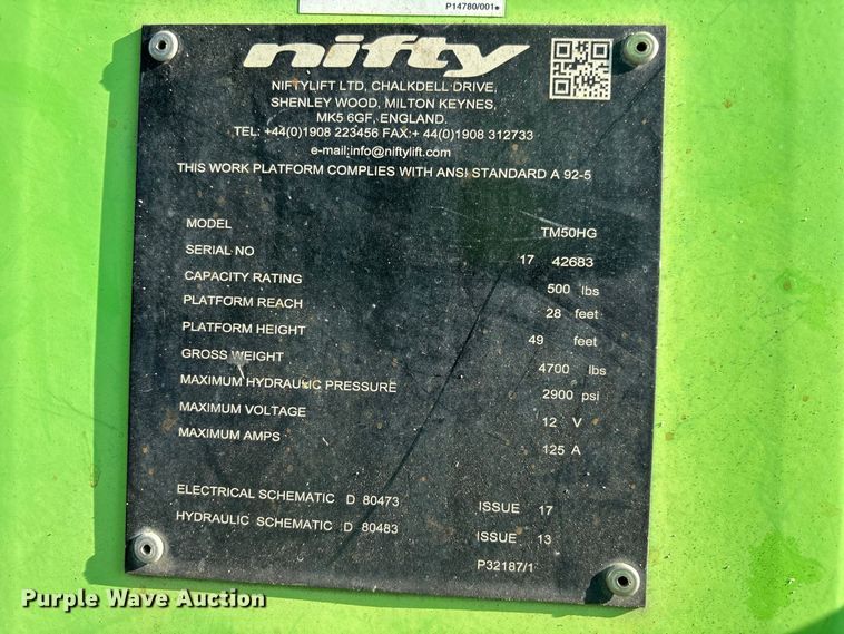 image for item DV7286 2019 Nifty TM50HG boom lift