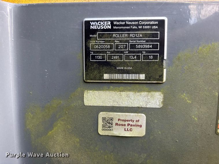 image for item DV7291 Wacker Neuson RD12A double drum roller