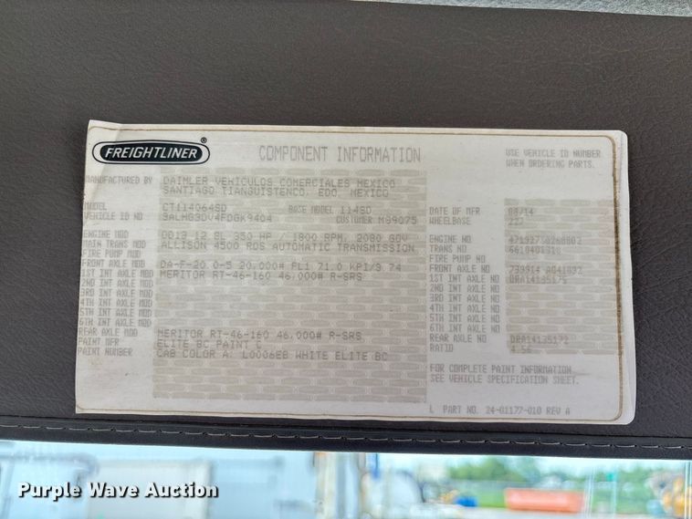 image for item DZ4547 2015 Freightliner 114SD ready mix truck