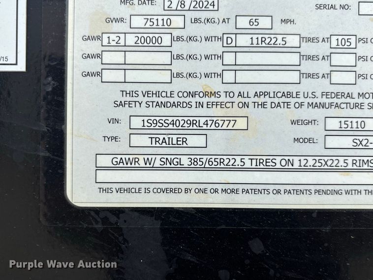 image for item DZ4551 2024 Smith-Co SX2-40-34 side dump trailer