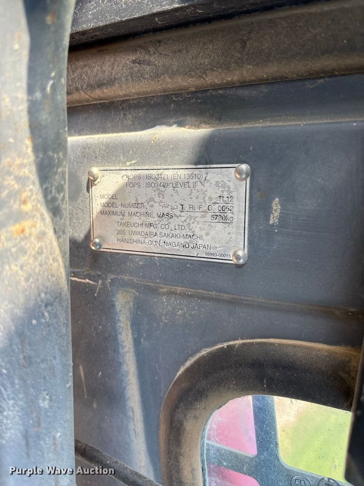 image for item DZ4567 2012 Takeuchi TL12 tracked skid steer loader