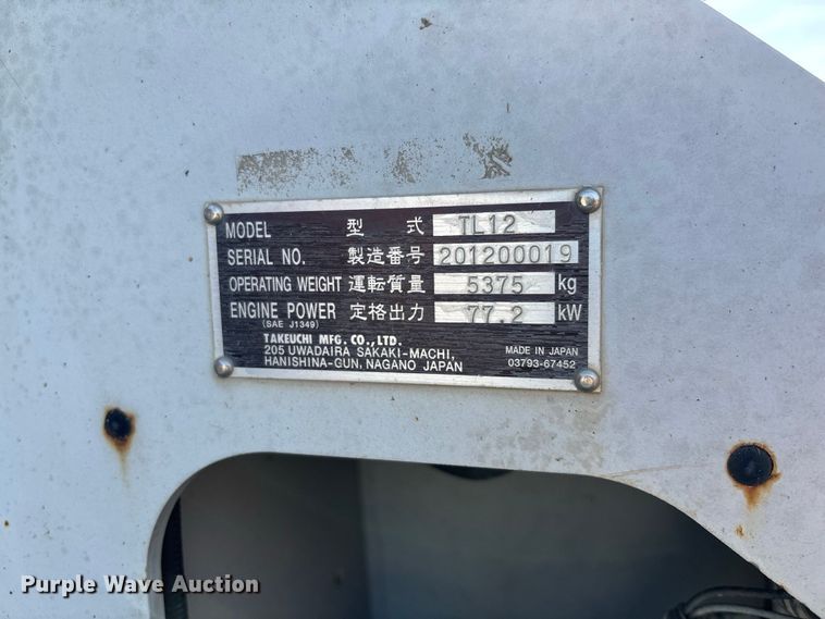 image for item DZ4567 2012 Takeuchi TL12 tracked skid steer loader