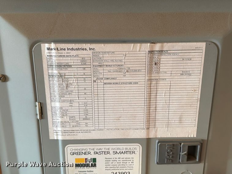 image for item EA0397 2013 Mark Line 832 office trailer