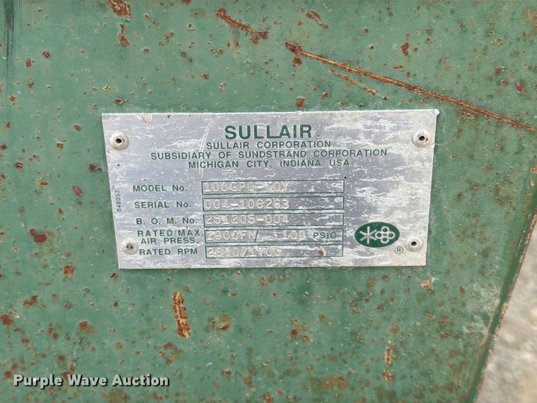 image for item EA0426 Sullair 100GPQ-T0Y air compressor