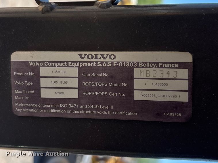 image for item EL2568 2014 Volvo BL70B backhoe