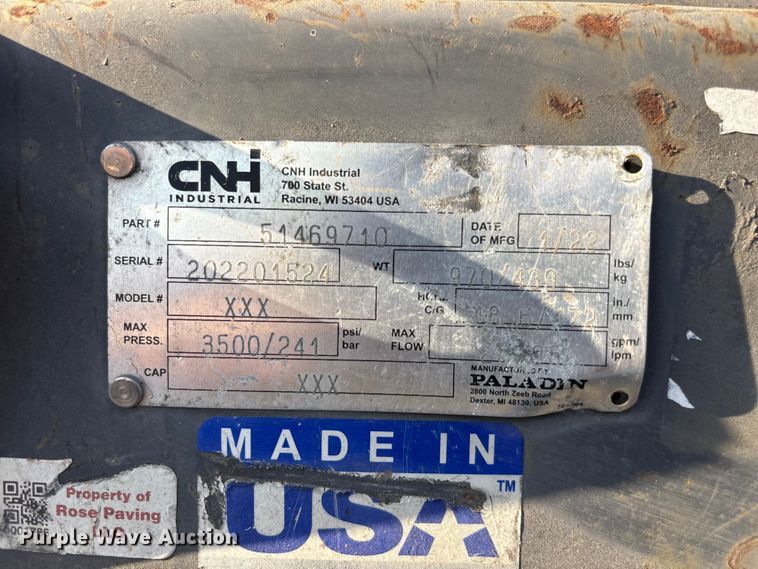 image for item EL2594 2022 Paladin skid steer sweeper