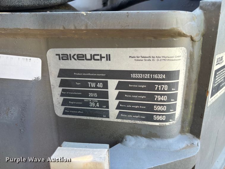 image for item EO4450 2015 Takeuchi TW40 compact wheel loader