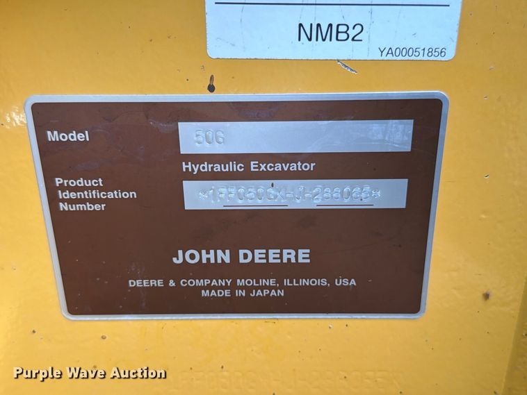 image for item EO8717 2018 John Deere 50G mini excavator