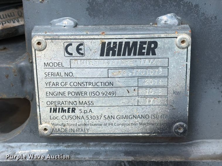 image for item ER1932 2014 IHI 17VX mini excavator
