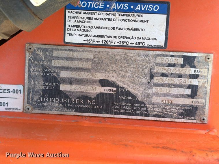 image for item ER1967 2020 JLG T500J boom lift