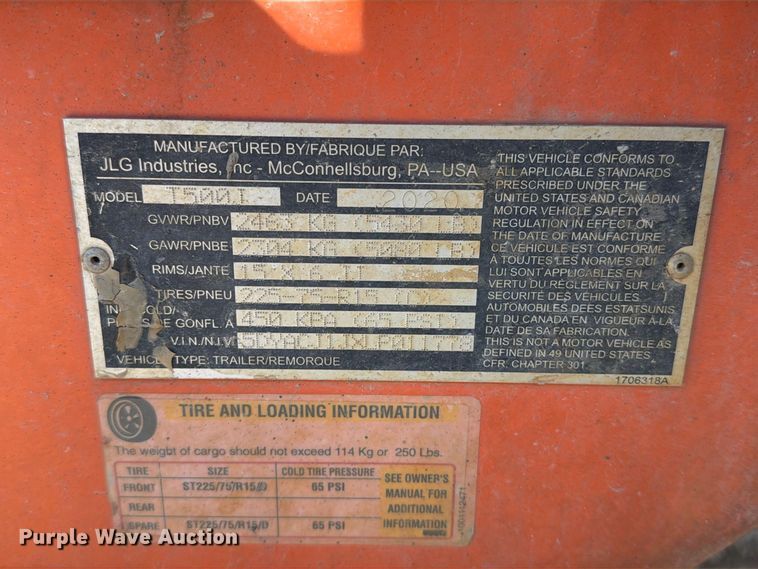 image for item ER1967 2020 JLG T500J boom lift