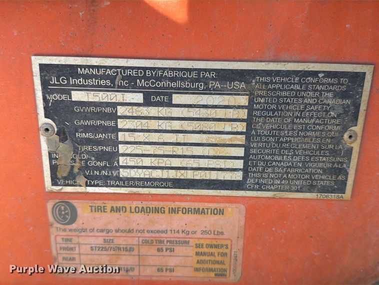 image for item ER1967 2020 JLG T500J boom lift