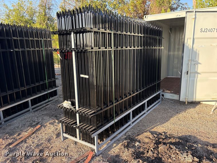 image for item ES8051 (22) 10'Lx7'H Wrought Iron Site Fence Panels 220' total unused