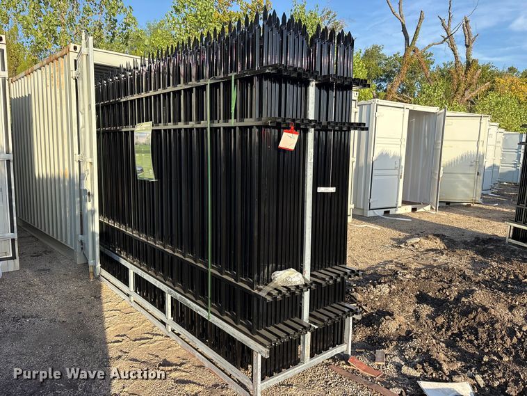 image for item ES8051 (22) 10'Lx7'H Wrought Iron Site Fence Panels 220' total unused