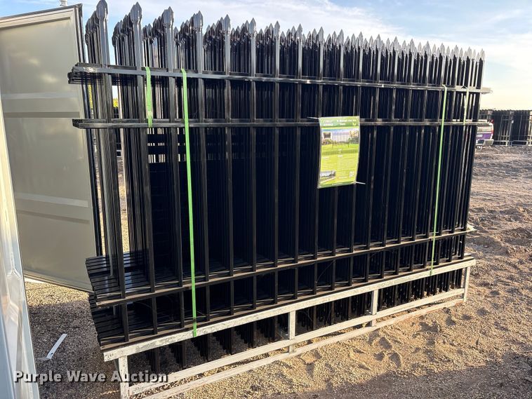 image for item ES8051 (22) 10'Lx7'H Wrought Iron Site Fence Panels 220' total unused